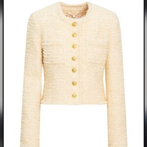 NWT LoveShackFancy Vermont Tweed Cropped Jacket in Cream Size 14 $595